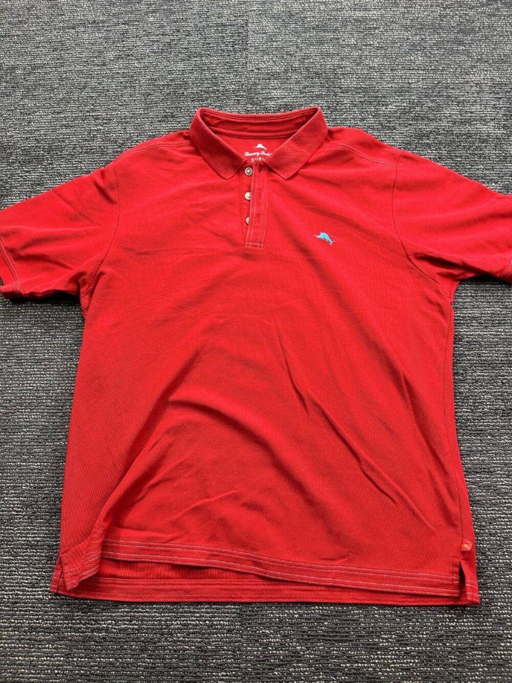 Tommy Bahama Supima Mens XL Red Pique Polo Shirt Short Sleeve Cotton